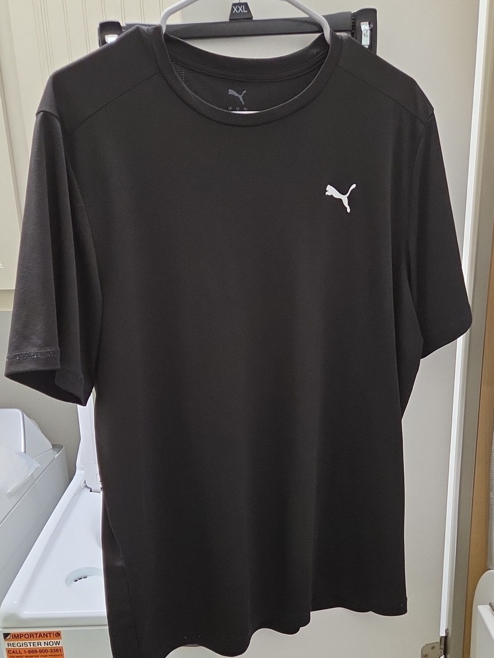 Puma Black Short-Sleeve Crew Tee with White Logo